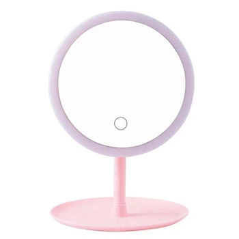 Зеркало с LED подсветкой круглое W8 Pink (kz174)