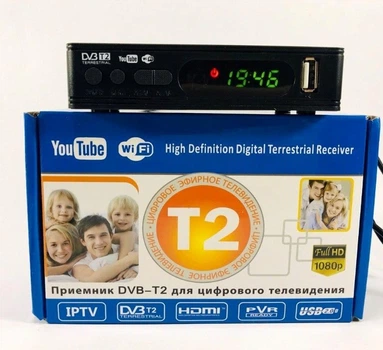 Цифровий ефірний приймач TV тюнер DVB-T2 MEGOGO з LCD c підтримкою wi-fi адаптера YouTube IPTV WiFi HDMI USB