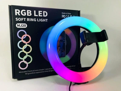 Кольцевая лампа 20 см Селфи LED кольцо цветное Кольцевой свет RGB LED лампа MJ20 Live Stream 15 цветов SOFT RING LIGHT