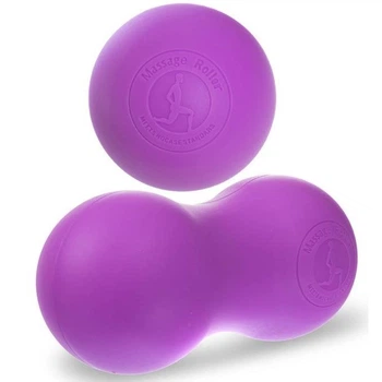 Мячи массажные одинарный и двойной Lacrosse Massage Ball 6,5 см и 6,5х14 см фиолетовый (FI-7072-7073)