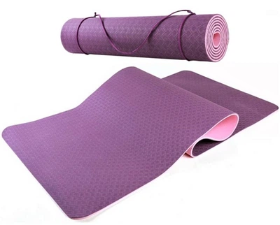 Фитнес-коврик Yoga Mat TPE 1,83мx0,61мx6мм для фитнеса, йоги, тренировок фиолетово-розовый (MS-0613)