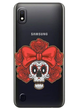 Прозрачный силиконовый чехол iSwag для Samsung Galaxy A10s Готический череп (M1195)