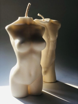 Комплект свічка з натурального 100% соєвого воску чоловічий силует і жіночий силует 12,5 см "Він і Вона". (Ручна робота)