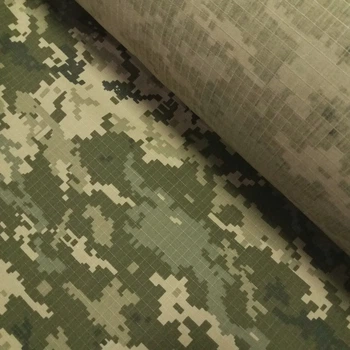 Камуфляж рипстоп Super Textiles "Пиксель" цвета хаки шириной&nbsp;150 см, пог.м. (2310)