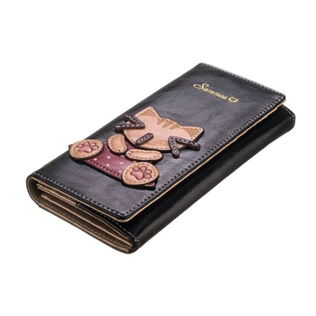 Кошелек портмоне женский / детский / для девочки маленький кожаный Sammao M2111-1 черный