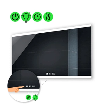 LED-зеркало 100x60см, с двумя сенсорами, часами и подогревом, модель Ines (Inesg116)