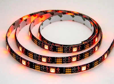 Светодиодная LED лента с пультом 5050 черная на 2м RGB диодная + РГБ ЛЕД контроллер (VS7003943)