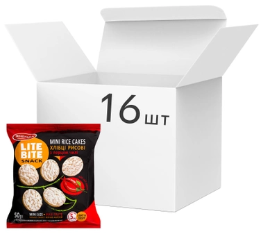 Упаковка хлебцев Жменька Lite Bite Snack Рисовые с перцем чили 50 г х 16 шт (4820152182845)
