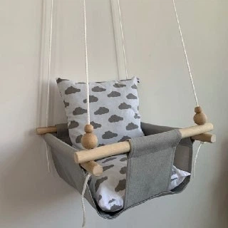 Детская качеля Infancy Облака на белом , Серая основа