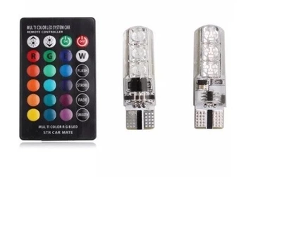 Габарити RGB T10 w5w з пультом режим стробоскоп Autoexpect 12V (10790)