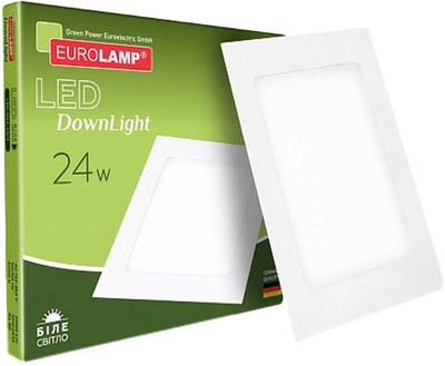 Світильник стельовий EUROLAMP LED Downlight 24W 4000K квадратний (вбудований)