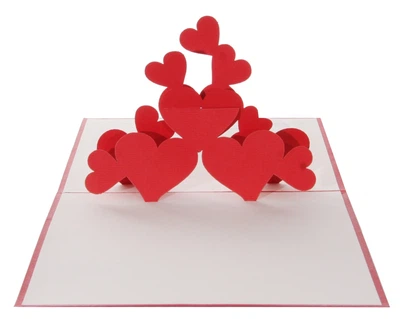 3D открытка Shishi "Сердца" 15,5 х 15,5 см красная