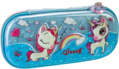 Пенал Cool For School блискучий 1 відділення з органайзером блакитний (QT-5768-Blue)