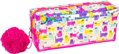 Пенал Cool For School голографический с помпоном 1 отделение розовый (CF87074)