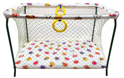 Манеж детский игровой KinderBox ПолуЛюкс с крупной сеткой Коровки.