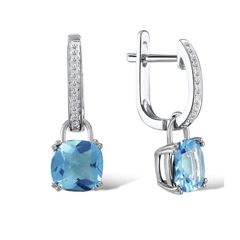 Серьги из белого золота с бриллиантами и топазами 1552731