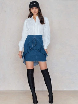 Джинсова спідниця з воланами спереду Boohoo 1506-000077 S (88607S) Синій