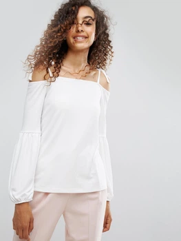 Топ из крепа с открытыми плечами ASOS 6277450 S (88560S) Белый