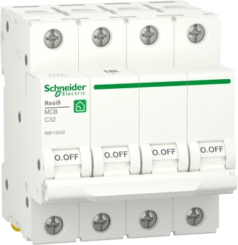 Автоматичний вимикач Schneider Electric RESI9 32 А, 4P, крива С, 6кА (R9F12432)