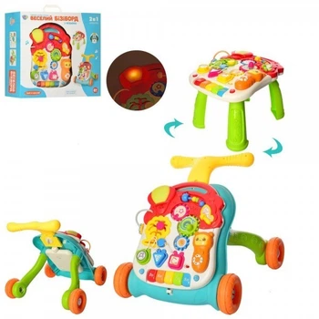 Детские музыкальные ходунки каталка 2 в 1 "Весёлый бизиборд" Limo Toy M 5473 AB игровой столик центр