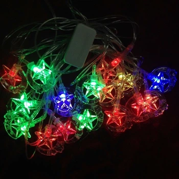 Новогодняя светодиодная гирлянда-нить Звезды и луна 20 LED Multi 3 метра