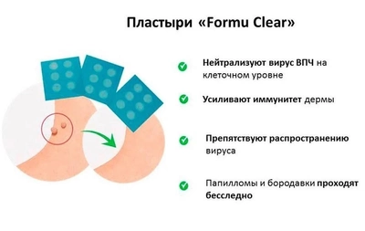 Пластирі Formu Clear від папілом і бородавок 30 штук