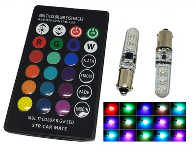 Светодиодные лампы RGB T4W Ba9s с пультом и режимом стробоскоп Avtoexpect (14790)