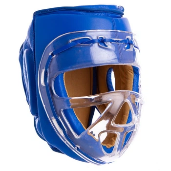 Шлем для единоборств кожаный с прозрачной маской Everlast Heroe 1427 размер XL Blue