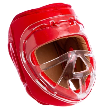 Шлем для единоборств кожаный с прозрачной маской Everlast 1427 размер XS Red