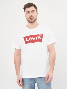 Футболка хлопковая длинная мужская Levi`s Standard Housemark Tee 17783-0140 XL Белая (5415211983571)