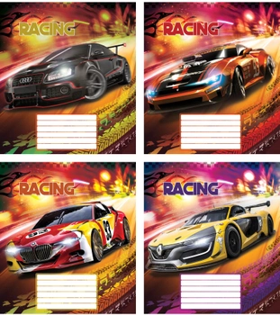 Набор тетрадей ученических Мрії збуваються Racing B5 клетка 12 листов на скобе картонная обложка 4 дизайна 20 шт (ТА5.1211.3180к)