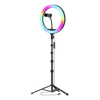 Стойка блогера 3 в 1 YINGNUOST 2021 MJ-26 RGB Holder штатив 1.5 м + кольцевая лампа 10" фотосъемки