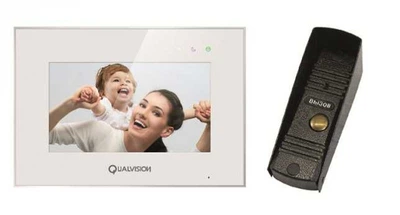 Комплект відеодомофона Qualvision QV-IDS4770QW White+QV-ODS416BE/F Grey