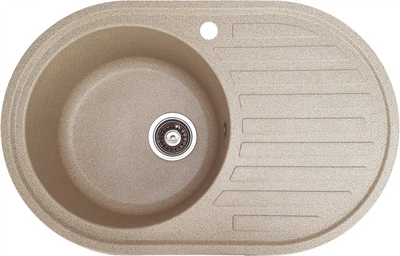 Мийка кухонна, гранітна, овальна Valetti 27R 77х50см Бежева