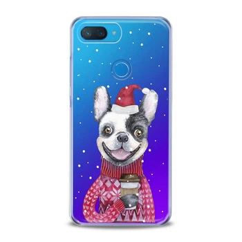 Чехол силиконовый для Xiaomi (Собака Санта Клаус) Mi 8 Lite ксиоми ми лайт silicone case (800140239)