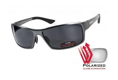 Темные очки с поляризацией BluWater Alumination 1 (gray) (gun metal) Polarized (4АЛЮМ1-Г20П)