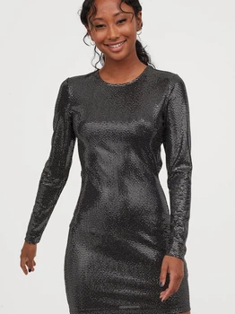 Платье-футболка короткое осеннее женское H&M 0751214 S Черное (KAY2000001312759)