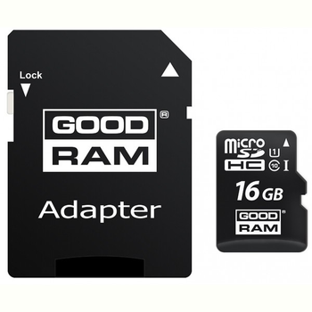 Карта памяти GoodRam microSDHC 16GB Class 10 UHS I (M1AA-0160R12) + SD адаптер