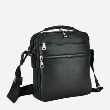 Мужская кожаная сумка-мессенджер Tiding Bag A25-17622-3A Черная