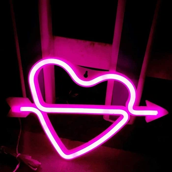 Настенный неоновый светильник-ночник Сердце Heart Decoration Lamp - Розовое