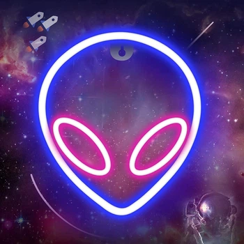 Настенный неоновый светильник-ночник Alien Decoration Lamp - Инопланетянин
