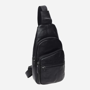 Мужская сумка-слинг кожаная Laras K101037 Black (ROZ6300004234)