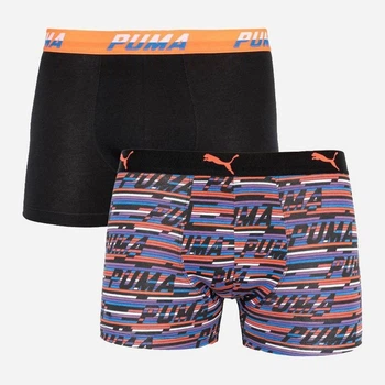 Набір трусів-боксерів чоловічих бавовняних Puma Logo Aop Boxer 2P 501003001030 2 шт M Чорні з помаранчевим та синім (8718824805375)