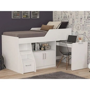 Кровать-чердак с выдвижным столом для детей Fmebel Мичиган 80х190