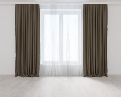 Комплект штор Lux Portiery Мікровелюр Шоколадно-Коричневих 200х265 - 2 шт (AV89783)