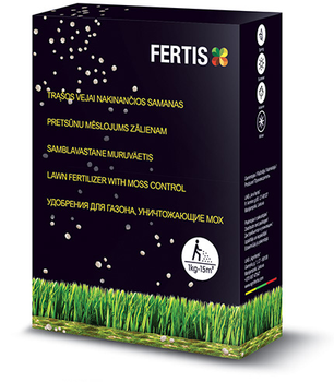 Добриво для газону та знищення моху NPK 15-0-0+Fe 1 кг FERTIS
