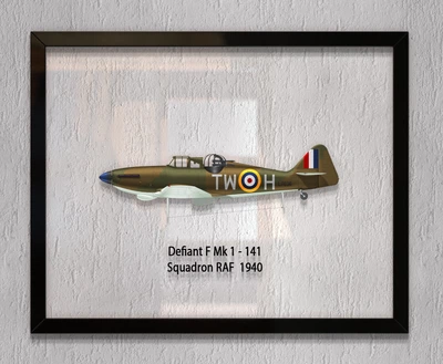 Принт на стекле Artel «Истребитель Boulton Paul Defiant Mk 1 141 Эскадрилья 1940 год» 61 x 46см