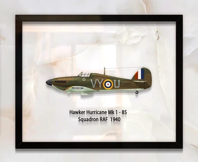 Принт на стекле Artel «Истребитель Hawker Hurricane Mk 1 85 Эскадрилья 1940 год» 50 x 40см