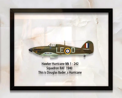 Принт на стекле Artel «Самолет Hawker Hurricane Mk 1 242 Эскадрилья 1940 год» 50 x 40см