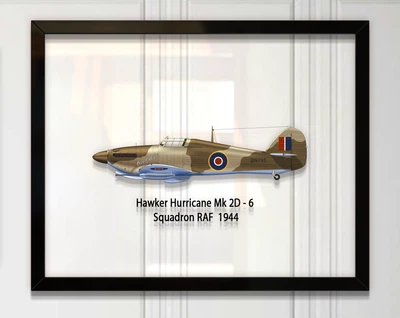 Принт на стекле Artel «Истребитель Hawker Hurricane Mk 2D 6 Эскадрилья 1944 год» 18 x 13см